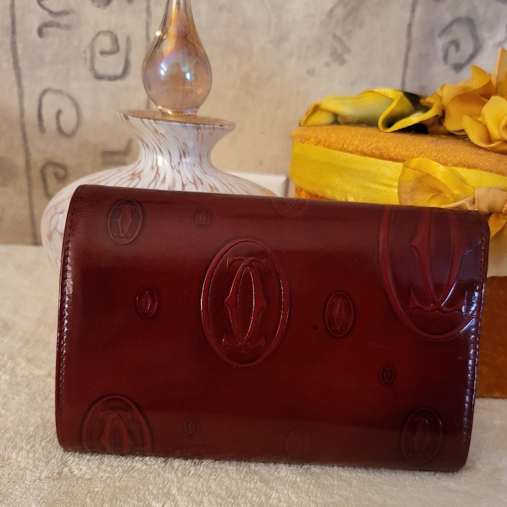 AUTHENTIC Cartier Happy Birthday  Patent Leather Bifold Wallet